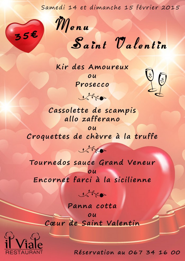 Restaurant il Viale_Menu Saint Valentin
