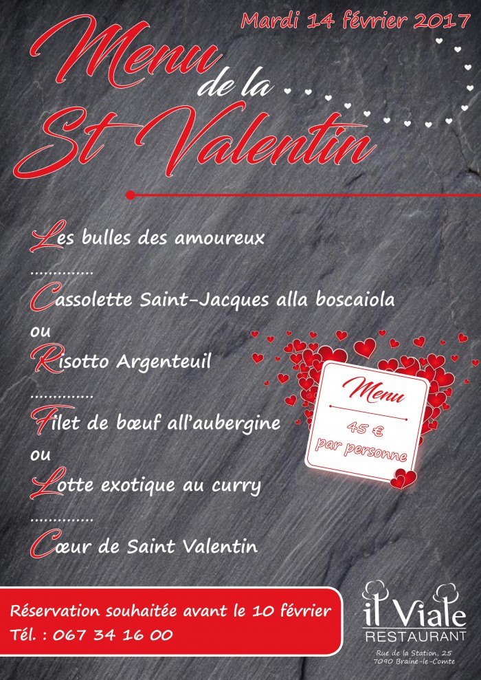 Il viale restaurant_Menu Saint Valentin 2017