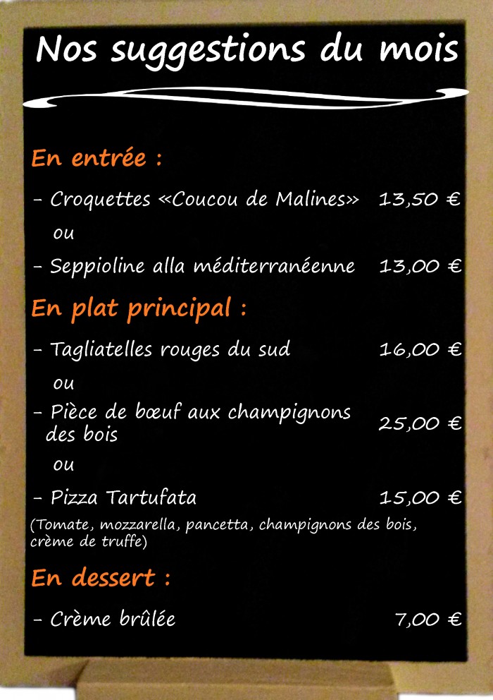 Restaurant il Viale_Suggestions décembre 2017