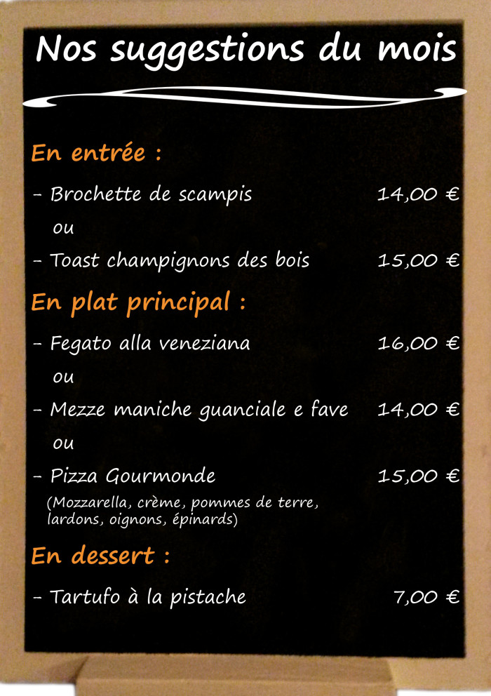 Restaurant il Viale_Suggestions octobre 2018