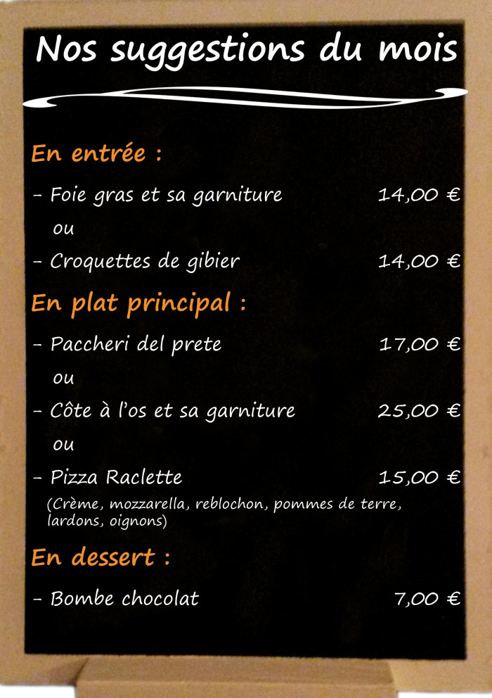 Restaurant il Viale_Suggestions décembre 2018