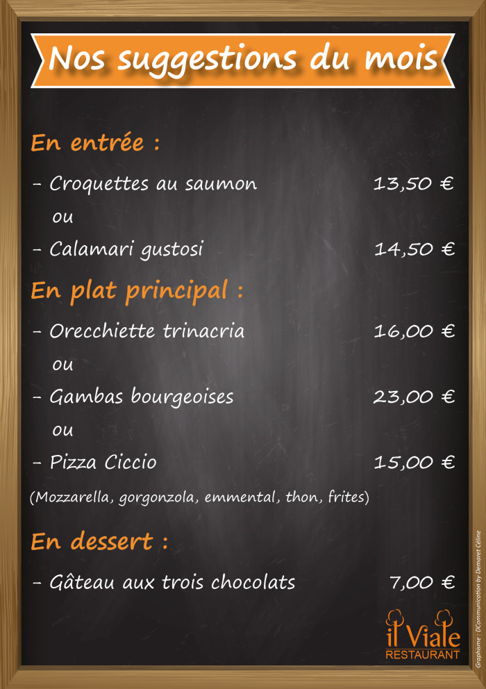 Restaurant il Viale_Suggestions février 2019